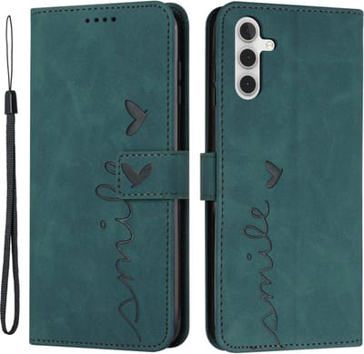 Coverup Hoesje - Geschikt voor Samsung Galaxy A14 Hoesje - Coverup Smile Book Case - Groen