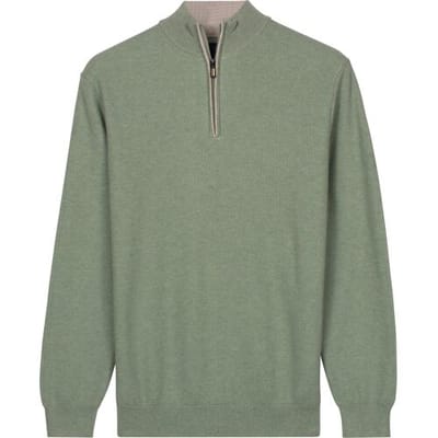 Baileys Trui Half Zip Subtle Faux-Uni Structure Knit Misty Green / male