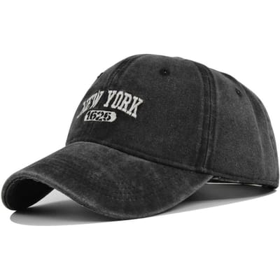 Vintage Letter New York Borduurwerk Baseballpet Gewassen Katoenen Vizier Pet Pet Verstelbare Baseballpetten Voor Man Vrouw black