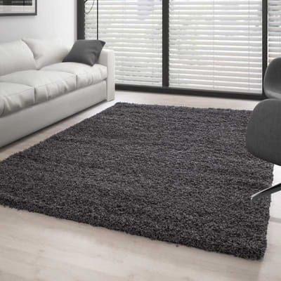 Hoogpolig vloerkleed, effen grijs 80x250 cm