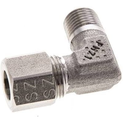 8LL & M10x1 (con) RVS L-Vorm Snijringkoppeling Buitendraad 100bar ISO 8434-1