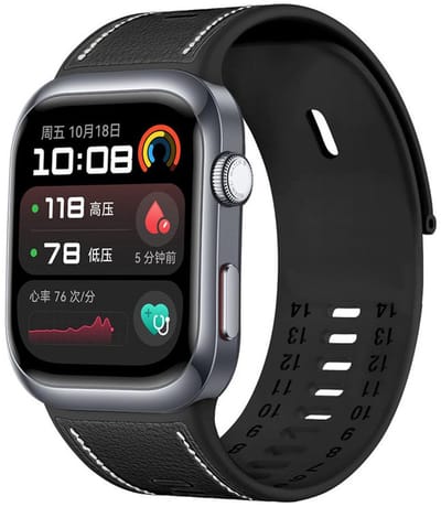 Hybride siliconen-leren bandje - geschikt voor Huawei Watch D2 - zwart