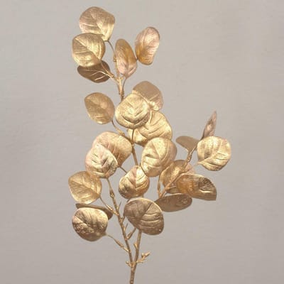 Decoratieve tak - Kunst eucalyptus - Huis Inrichten - Alleen bladeren - 60 cm - Goud