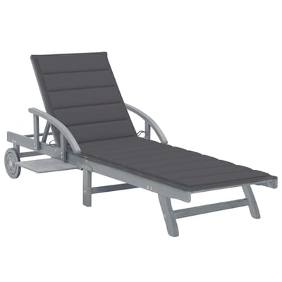 vidaXL - Ligbed - met - kussen - massief - acaciahout
