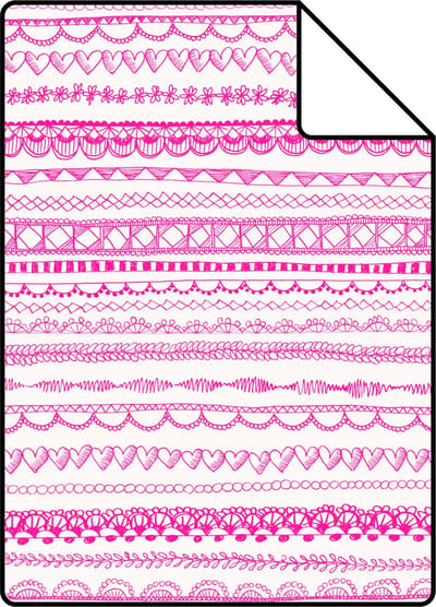 Proefstaal ESTAhome behang kanten linten fuchsia roze - 26.5 x 21 cm - 138840-S