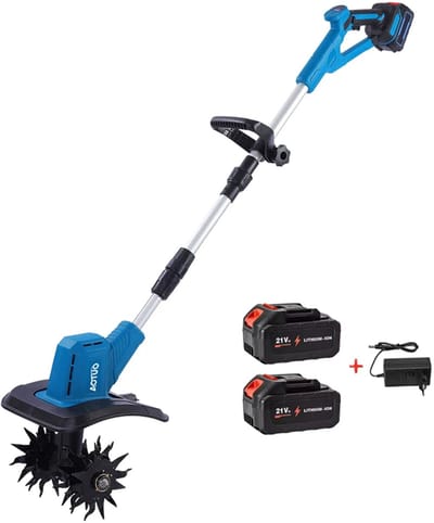 Paco Goederen® Tuin Elektrische Helmstok Rototiller - Roterende Tractor - Grasmaaier Voor 18V Batterij - 500W - Tuin Schoffel - Tuinfrees - gronddraaimachine