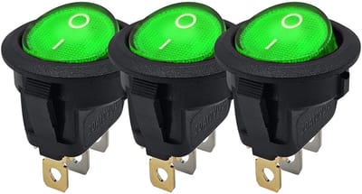 ProRide Wipschakelaar ON-OFF KCD2-12 - 3-pins - Rond - 12V/20A - Groen - 3 stuks