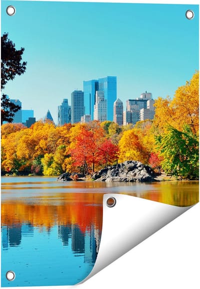 Gards Tuinposter Central Park in New York tijdens de Herfst - 40x50 cm - Tuindoek - Tuindecoratie - Wanddecoratie buiten - Tuinschilderij
