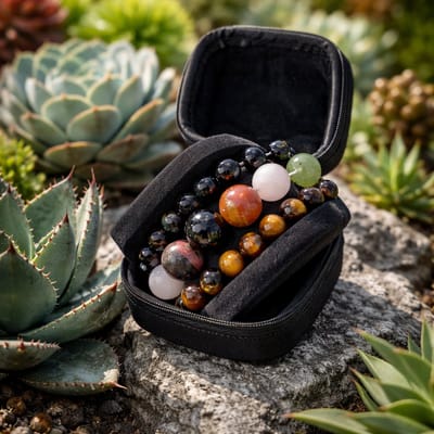 Edelsteen Armbanden Set - Toermalijn, Rozenkwarts, Obsidiaan en Tijgeroog - Handgemaakt - 3 Stuks