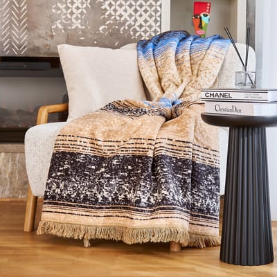 Boraboi® Katoenen Deken- 150x200 cm ,(Blauw,bruin) 500 GSM – Ademend & Zacht – Dubbelzijdig – Vier Seizoenen