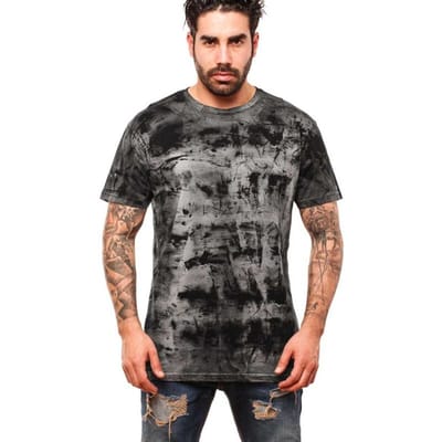 Outer Vision T-shirt - Spatolato Double Black T-Shirt - S tot 3XL - voor Mannen - zwart-grijs