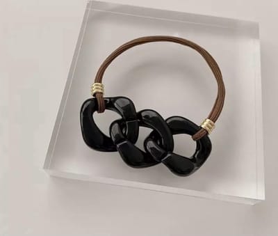 Emilie collection - haarelastiek - met ketting detail - bruin - zwart