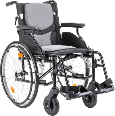 Sky Ergo lichtgewicht rolstoel met in hoogte verstelbare handvatten en comfort bekleding - Lekvrije PU banden - Opvouwbaar / inklapbaar - Zitbreedte 46 cm