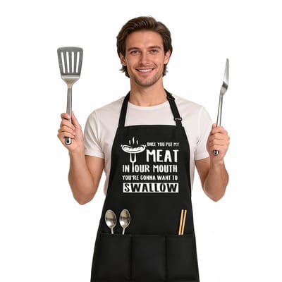 Keukenschort met nekband - 67*77 cm - Schort voor thuisgebruik - Barbecue- en bakschort - Vlekbestendig - Leuk keukenschort - Geschikt voor koken en grillen - Met 3 zakken - Verstelbare nekband - Unisex