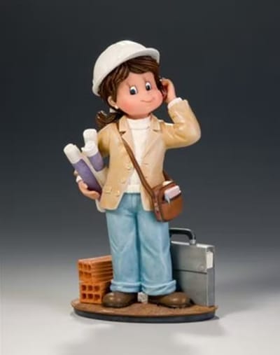 MadDeco - kleine schatjes beeldjes - Nadal - later als ik groot ben - architect - begin met bouwen - 13 cm hoog - met de hand gemaakt in Spanje
