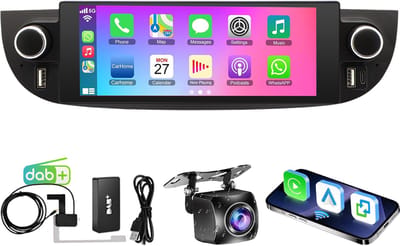 ESSGOO DAB+Autoradio Geschikt voor Fiat 500 2007 t/m 2015 - Apple CarPlay & Android Auto (Draadloos ) - Android 15 - 4+64GB - GPS, Wifi, Bluetooth, SWC - Achteruitrijcamera