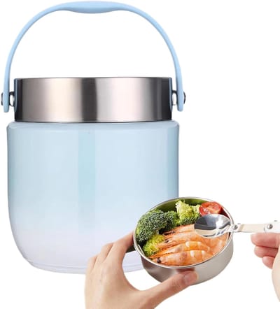 Thermische Voedselcontainer - Maaltijdhouder - Warme maaltijden meenemen - Luchtdicht warmtebehoud - 1200 ml - Blauw