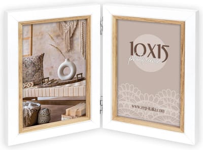 ZEP - Duo Houten fotolijst wit/bruin Ayas 2Q voor 2 foto's 13x18 - CV257