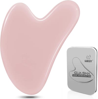 Gua Sha Massage Tool - Natuurlijke Jade Steen - Gezichtsverzorging - Rimpels en Oogwallen - Roze