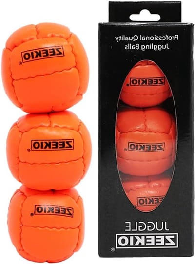 Jongleerballen Set - Behendigheidsballen - Vaardigheid Verbeteren - Handgenaaid Leer - 3 stuks - Oranje
