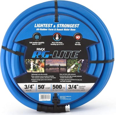 3/4" x 50' warm/koud water rubberen tuinslang - ultralicht en supersterk, 500 PSI