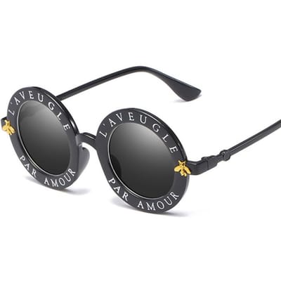 Mode Unisex Rond Retro Zonnebril Vintage Cirkel Klassiek Bijen Letter Zonnebril Vrouwelijke Tinten Vizier Oculos