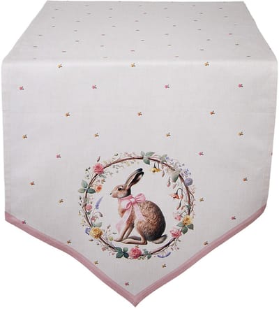 Clayre & Eef Tafelloper 50x160 cm Beige Katoen