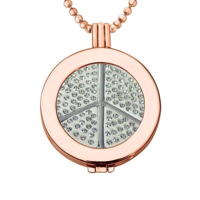 Munthouder met Ketting en Munt 33mm Zironia Peace Vrede Symbool - Rosegoudkleurig - ERHS882