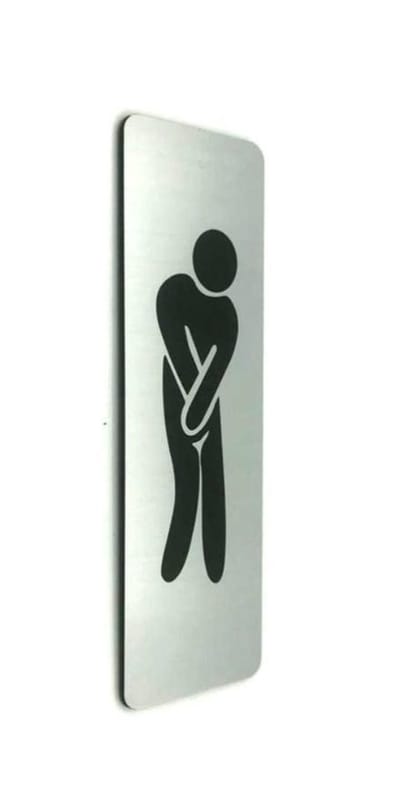 Deurbordje - WC bordje - WC - Toiletbord - Bordje - RVS Look - Pictogram Heren Hoge Nood - Man - Zelfklevend - 150 mm x 50 mm x 1,6 mm - 5 Jaar Garantie