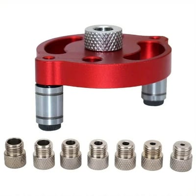 Vinderset voor houtbewerking - Boorgeleider Locator - Aluminiumlegering - Boorgeleiding voor verticaal boren - Doe-het-zelf gereedschap met bussen 3/4/5/6/7/8/9/10 mm - Rood