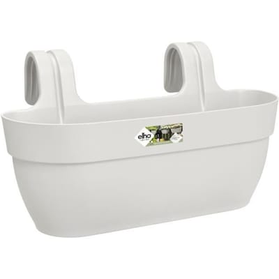 Elho Vibia Campana Easy Hanger L 46 - Balkonbak met Ophanghaken - 100% Gerecycled Plastic - Ø 46.0 x H 26.5 cm - Zijdewit