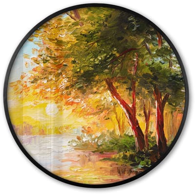Poster in lijst Rond - Fotolijst 60x60 cm - Posters - Natuur - Schilderij - Boom - Water - Ronde posterlijst zwart - Decoratie - Wanddecoratie woonkamer - Muurdecoratie slaapkamer
