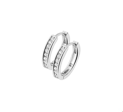 Zilver Gerhodineerde Klapoorringen zirkonia 1317872