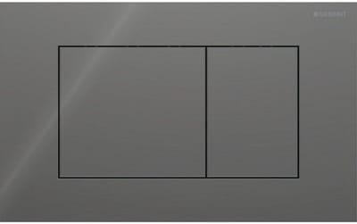 Geberit Sigma40 bedieningsplaat - 2-toets spoeling - extra dun - vierkante knoppen - glas - glans lava (grijs)