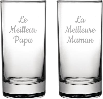 Longdrinkglas gegraveerd - 28,5cl - Le Meilleur Papa & La Meilleure Maman