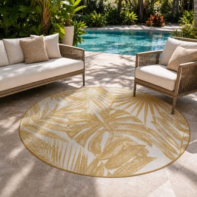 Muratap Buitenkleed brussels rond palm 160 cm rond