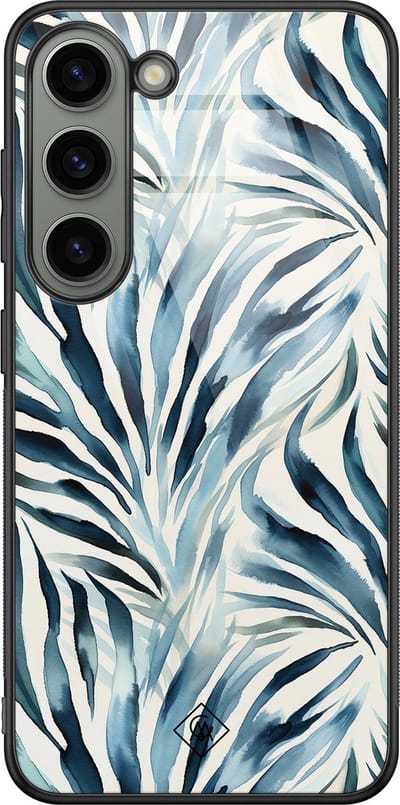 Casimoda® hoesje - Geschikt voor Samsung Galaxy S23 - Japandi Waves - Luxe Hard Case Zwart - Backcover telefoonhoesje - Blauw