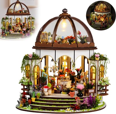 Hangende tuin - Doe-het-zelf huisjesset - Mini bouwset – Creatief handgemaakt houten speelgoed - Huisje decoratie bouwmodel - Decoratie doe-het-zelf huisje – Decoratie voor volwassenen – 3D puzzel – Verjaardagscadeau voor dames