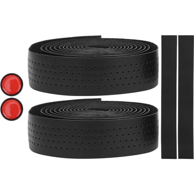 2 Pièces Cyclisme PU Cuir EVA Ceinture de Guidon Vélo de Route Antidérapant Ruban de Guidon Sangle de Guidon(Noir ) noir