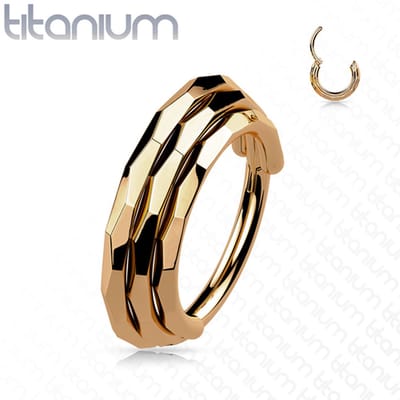 Piercing titanium triple Lined Faceted 1.2x10 - rose goud - LMPiercings