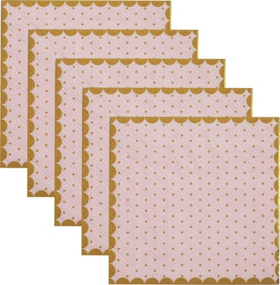 Santex feest servetten - stippen - 100x stuks - 25 x 25 cm - papier - roze/goud