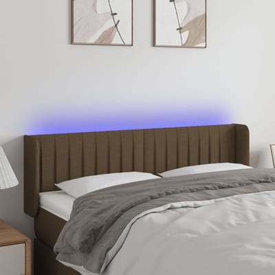 vidaXL - Hoofdbord - LED - 147x16x78/88 - cm - stof - donkerbruin