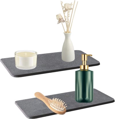 Stenen dienblad voor gootsteen - Waterabsorberend - Snel droogmat - Antislip - Diatomeeën onderzetter - Voor sponzen, borstels, zeep
