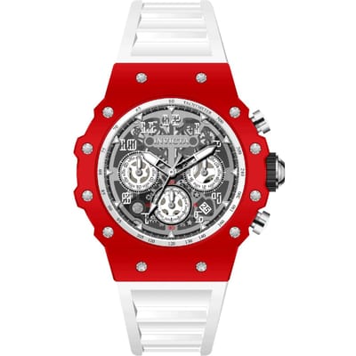 Invicta Racing 69647 Herenhorloge - Quartz Uurwerk - Acryl met Zilveren Wijzerplaat - 43 mm