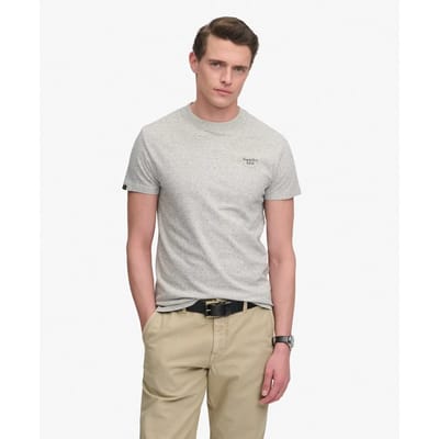 Superdry Essential Serif Logo T-shirt Slanke Pasvorm Light Grey Grootte: S