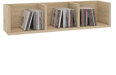 CD DVD Plank Wandrek met 3 Opbergvakken in Sonoma Eiken