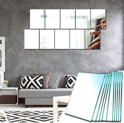 Zelfklevende spiegeltegels rechthoek muurdecoratie - wandspiegels voor woonkamer slaapkamer hal - normaal slijpen - 15 x 23 cm - 10 stuks