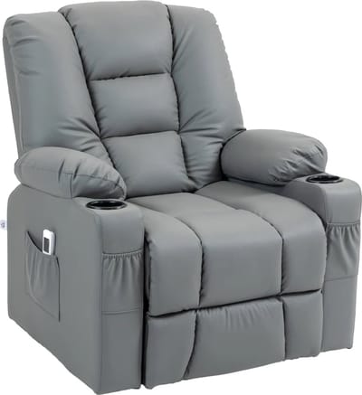 Massagestoel - Relaxfauteuil - Zetel - Sta op stoel elektrisch - Stof - 1 persoons - Met armleuning - Zeer comfortabel - Elektrisch - Grijs