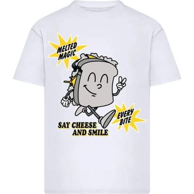 Mister Tee - Cheese And Smile Oversize Heren Tshirt - XS - Wit