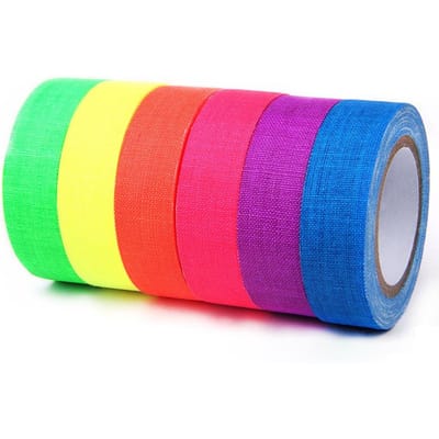 6 rollen/set UV-zwartlicht Glow In The Dark Tape - Fluorescerende doek/neon gaffertape, superfelle stoffen glowtape feestbenodigdheden 6 Rolls/Set veelkleurig